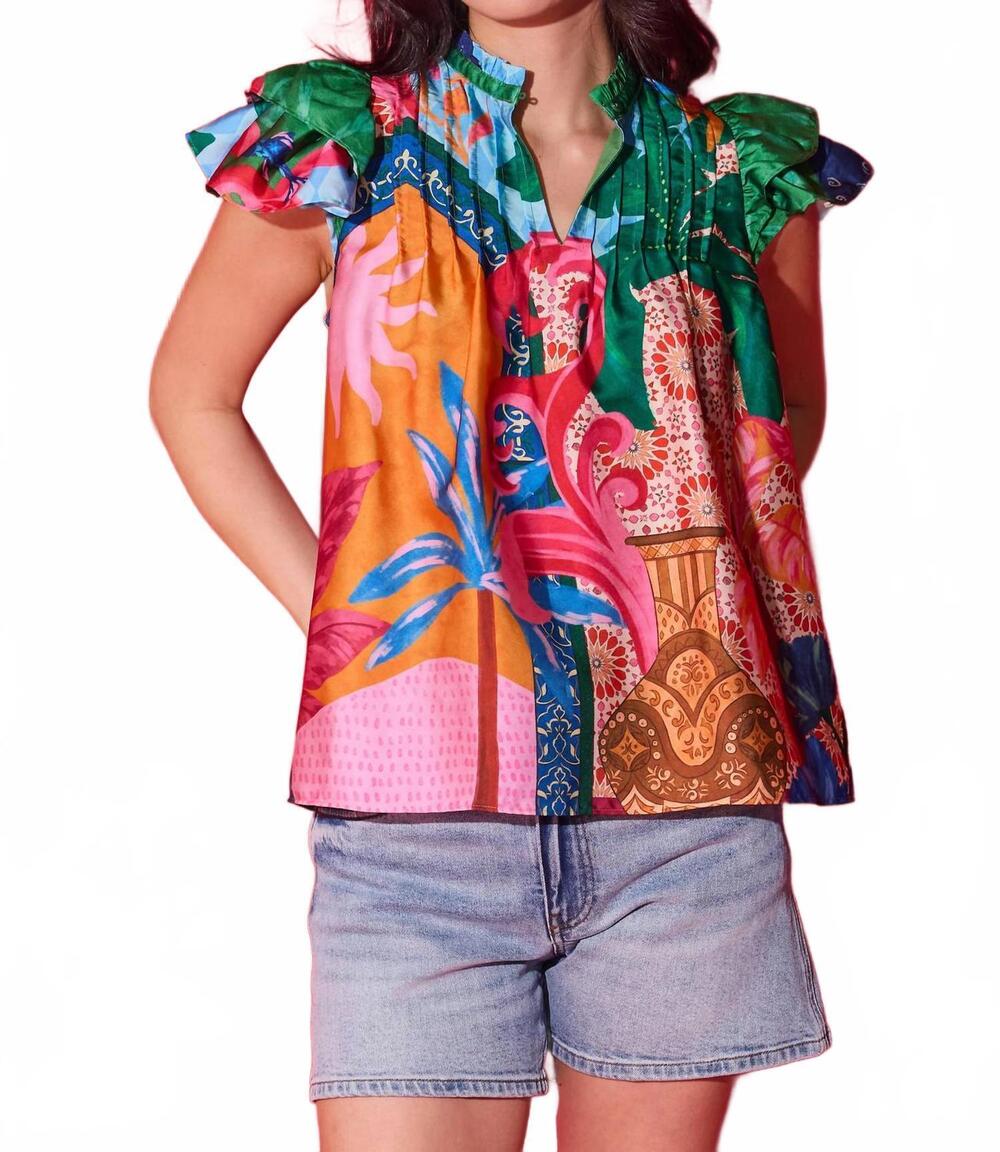 NEW ALDEN ADAIR mattie cap sleeve top in marrackech